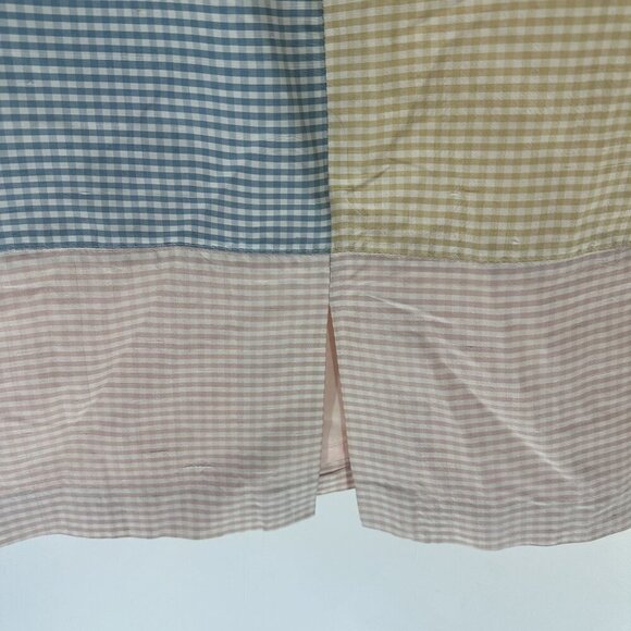 Maggy L Silk Patchwork Pencil Skirt Womens Size 12 Multicolor Gingham Pattern Mi - Picture 4 of 11